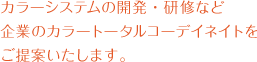 カラーシステムの開発・研修など企業のカラートータルコーデイネイトをご提案いたします。